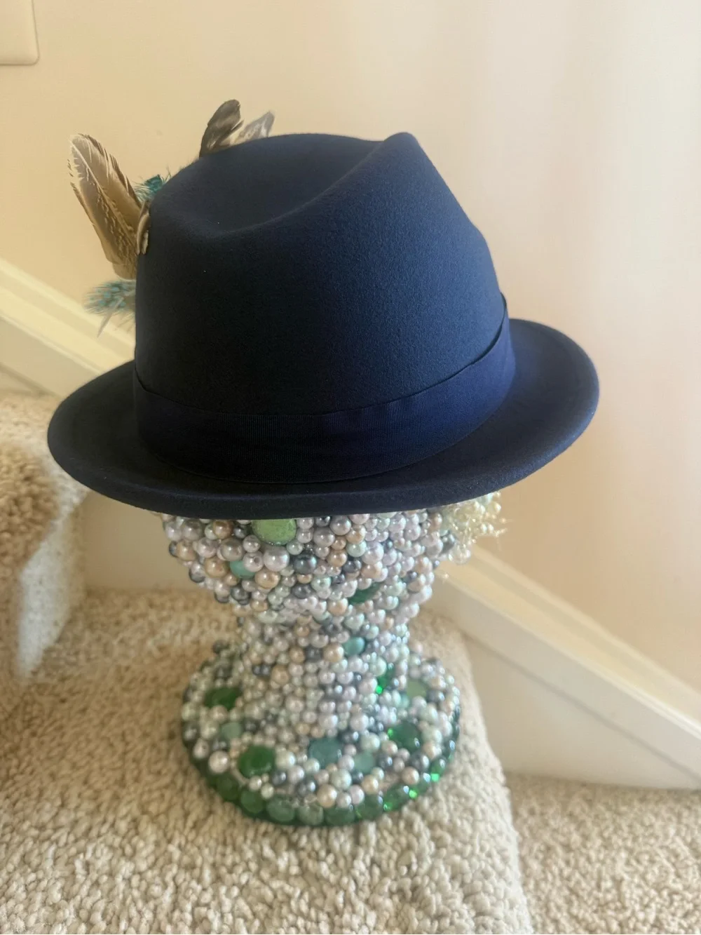 Women’s Navy Fedora Hat - Classic Felt Trilby